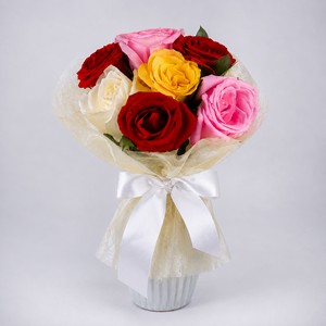 7 rainbow roses with delivery Novokuznetsk