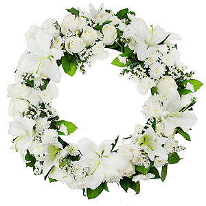 Funeral wreath of roses and lilies with delivery Novokuznetsk