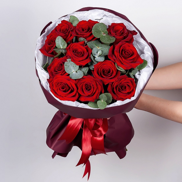 Rose Red 50 cm Ecuador - 19, Eucalyptus, Wrapping Paper