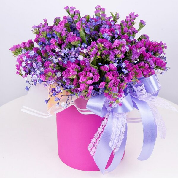 Gypsophila - 2, Round flower box small , Oasis, Pink Statice, Wrapping Paper