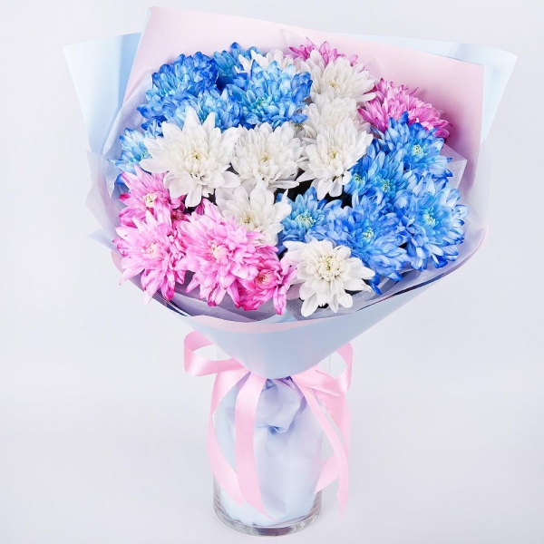 Chrysanthemum spray Baltica painted blue - 7, Wrapping Paper